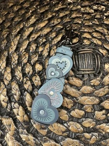 COACH BLUE HEART LOOP BAG CHARM KEY RING - Picture 1 of 9