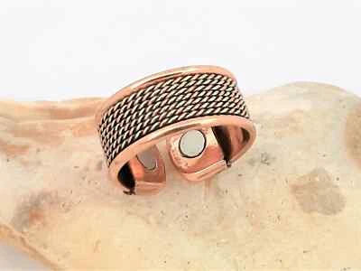 Anillo ajustable magnético de cobre puro con 2 imanes, hecho a mano, entrega gratuita en Reino Unido Foto 1 de 4