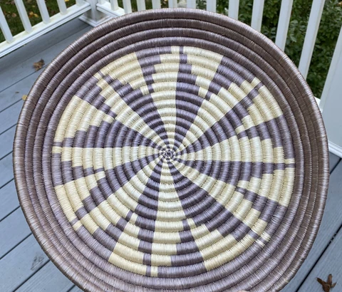 Vintage Hand Woven Basket Coiled Sweet grass Wall decor Large Star 12.5” Cover