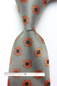 Nueva Corbata Clásica a Lunares Marrón Blanco JACQUARD TEJIDA 100% Seda Para Hombre - Imagen 1 de 6