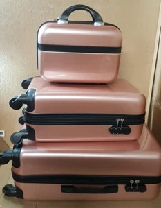 JD Williams IB677 3 Pieces ABS Set Luggages, Rose Gold - Picture 1 of 11