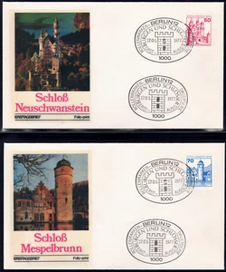 1977-79 German Occupation SC# 9N396-9N400 - 3 FDC's - Castles of Germany - Used - Picture 1 of 2