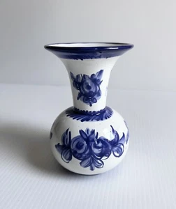 Vintage Portugal 54-B Long Neck Wide Mouth Blue Willow 7" VASE Keramik Keramik - Bild 1 von 10