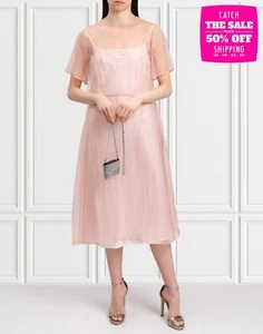 RRP€745 MANSUR GAVRIEL Silk Organza A-Line Dress IT42 US6 M Pink Made in Italy - Imagen 1 de 9