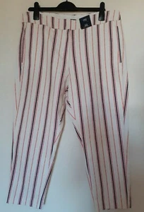 M&S Collection Ivory Red Black Orange 3/4 Length Trousers - Size 16 uk - 44 eu - Picture 1 of 11