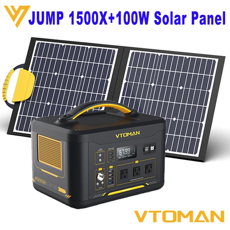 VTOMAN Jump 1500X Portable Power Station 828W Generator with 110W Solar Panel