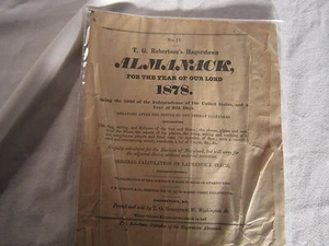 ¡Almanaque Hagerstown 1878 ALMANAQUE para Baltimore/Filadelfia! ¡T. G. Robertson! - Imagen 1 de 2