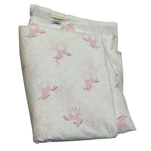 Pottery Barn Kids Girls 1 Twin Flat Sheet Organic Cotton Rainbow Unicorn Pink - Picture 1 of 6