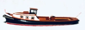 Schiffsmodelle, 1:87, Hafenbarkasse,Wasserlinie Zinn/Holz , Hersteller PAULO - Bild 1 von 2