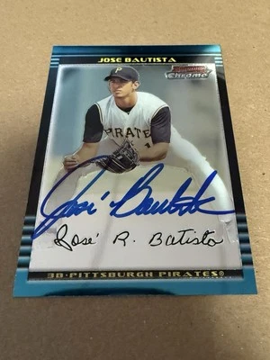 Jose Bautista 2002 Bowman Chrome Signed/Auto Card Pirates - Image 1 of 2