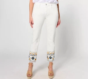 Jeans Driftwood Colette ricamati crop dritti Golden Gate 10 nuovi - Foto 1 di 4