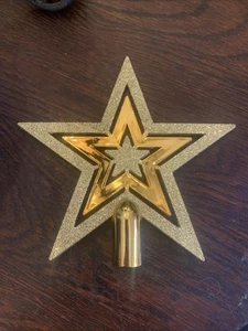 Christbaumspitze Stern Ornament Weihnachten Glitzer goldfarben 3,75”x 3,50” 🌟 - Bild 1 von 17