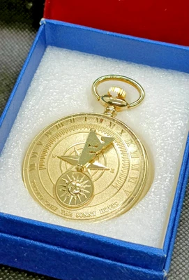 STRADA Genoa Men's Gold Sundial Design Full Hunter Pocket Watch - VGC/Working - Image 1 of 4