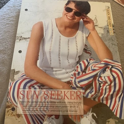 VINTAGE CREATIVE NEEDLES PATTERN SUN SEEKER  KNITTING & CROCHET PATTERN IN 4PLY - Image 1 of 4