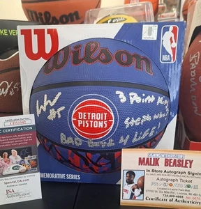 *MALIK BEASLEY* signiert & beschriftet NBA Wilson Detroit Pistons 1/1 Basketball JSA - Bild 1 von 12