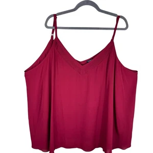 Torrid rot V-Ausschnitt verstellbar Spaghettiträger durchsichtig Chiffon Tank Bluse Gr. 5X - Bild 1 von 7