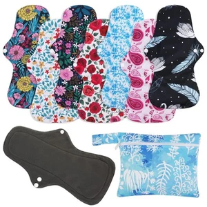 Reusable Menstrual Pads (7 in 1), Bamboo Cloth Pads for Heavy Flow with Wet B... - Picture 1 of 7