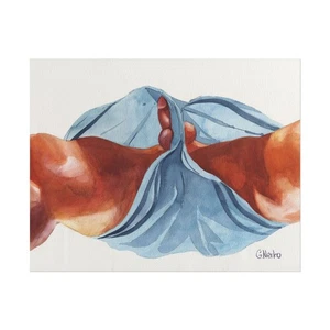 DRUCK Original Kunstwerk Aquarell Gemälde Gay Male Nude "Bottom View 2" - Bild 1 von 13