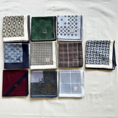 Lot of 10 Handkerchief Vintage Geometric~Lattice~Plaid Pocket Square Cotton 20" - Image 1 of 4