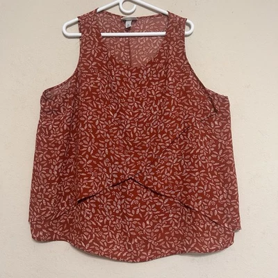 Ava & Viv Top Women's Plus Size 2X Layered Floral Print Tank Top Burnt Orange - Image 1 of 4