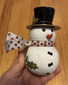Snowman Trinket Ornament Cloisonné Style Enamel Holiday Christmas - Picture 1 of 6