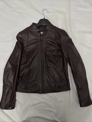 Women’s Brown Real Leather Jacket Size 8 UK - Image 1 of 4