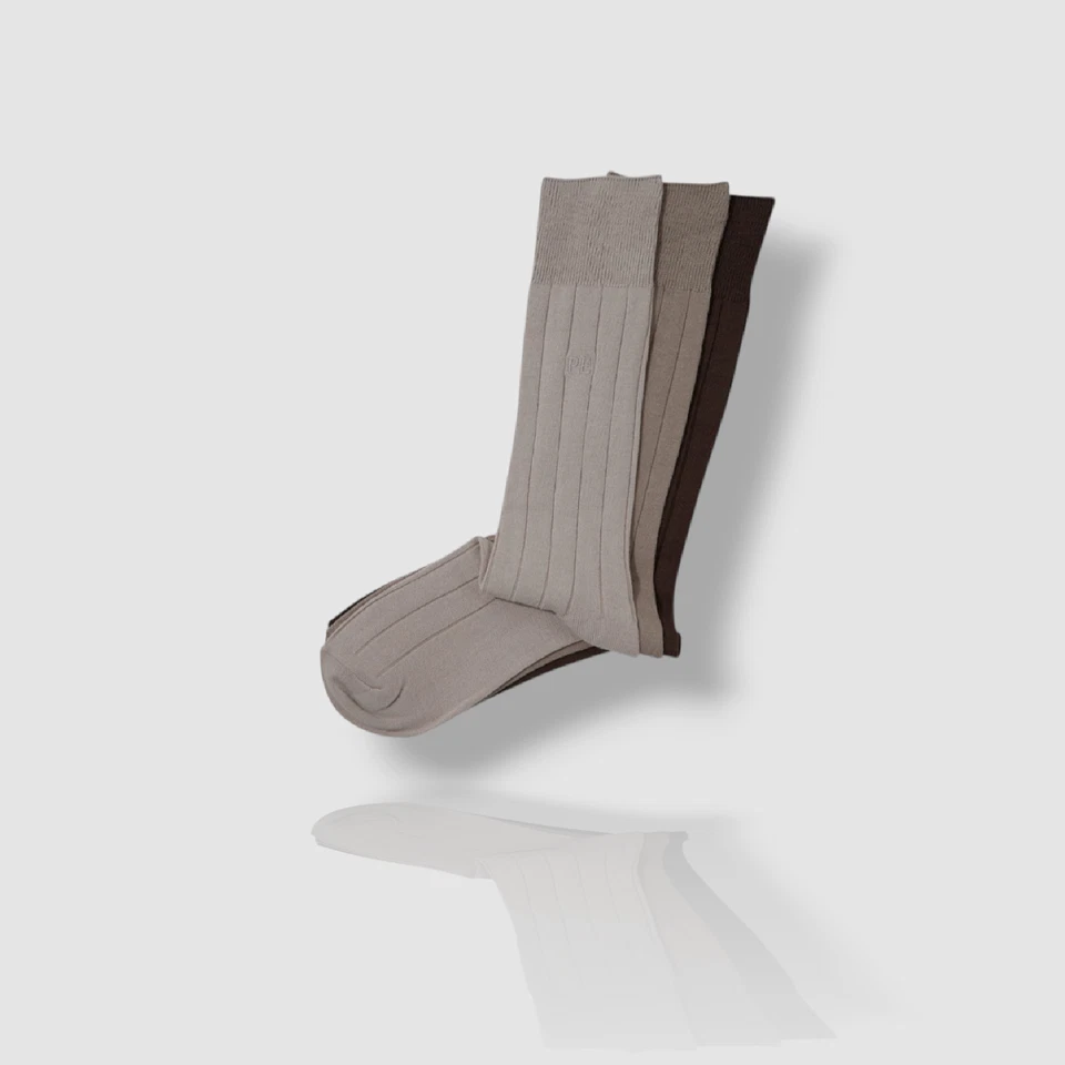 Perry Ellis Beige 1-pairs Shoe Sz 7-12 Men Dress Crew Socks Casual A15