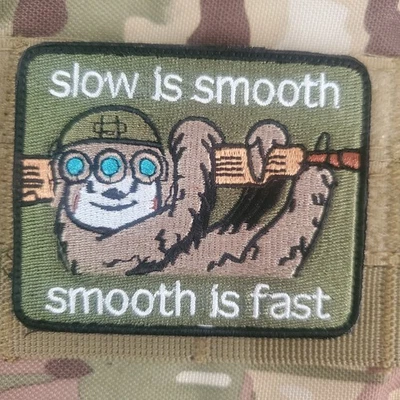 МЕДЛЕННАЯ ГЛАДКАЯ БЫСТРАЯ ЗАБАВНАЯ тактическая нашивка на боевой дух крючок и петля - Изображение 1 из 2