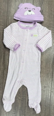 Ropa de bebé niña nueva sin etiquetas vintage Carter's 3 meses te amo 2 piezas conjunto con pies Foto 1 de 4