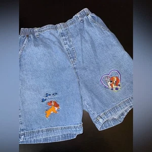 Vintage 90’s Disney Lady & The Tramp Embroidered Jean shorts 16W - Picture 1 of 12