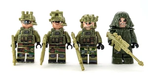 Custom Printed LEGO Minifigure (4x) "Delta Viper 4" Jungle Army Recon Fireteam - Foto 1 di 16