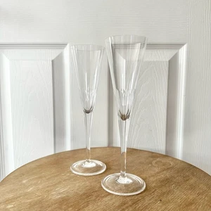 Set 2 bicchieri da champagne scanalati Tiffany & Co. pannelli a tromba in cristallo taglio TFC14 - Foto 1 di 7