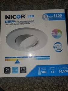 Nicor Deb56 Series 6 In White Dimmable LED Retrofit Recessed Eyeball Light - Picture 1 of 2