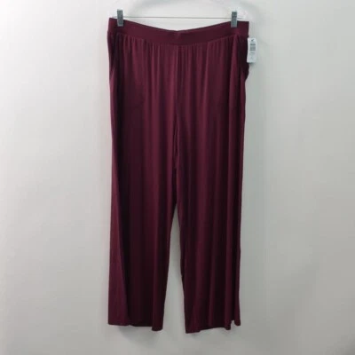 Torrid NWT Full Length Wide Leg Sleep Pant Womens 1X Burgundy Super Soft Pockets - Image 1 of 4