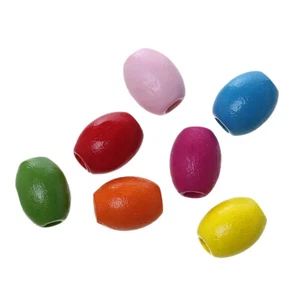 Wooden Barrel Beads 100pcs - Maple Painted - Mixed Colours - 10mm x 8mm Crafts - Picture 1 of 4