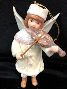 Christmas Angel Playing Violin Ornament 5 x 3 Detailed Original Box Xmas - Picture 1 of 10