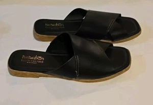 Coach and Four Ferrara Leather Slide Sandal Women's Sz 8.5 Black Made in Italy - Picture 1 of 19