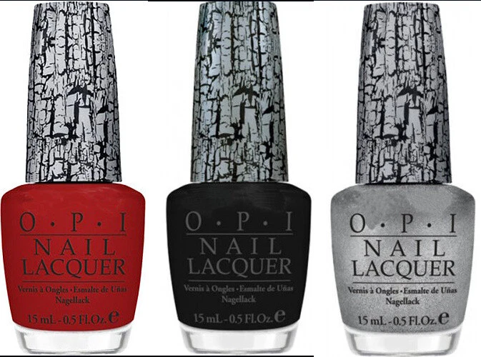 Лак для ногтей OPI Shatter три бутылки: красный, черный, серебристый. Полноразмерные ботлы. - Изображение 1 из 1