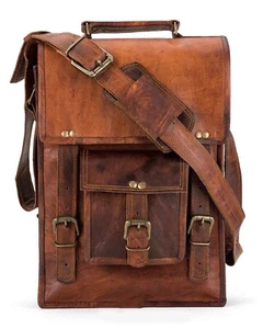 Borsa a tracolla da uomo marrone in vera pelle borsa da corriere borsa a tracolla vintage... - Foto 1 di 4
