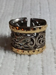 Wunderschöner A. Vahan Sterlingsilber & 14k Gold Scroll Schal Folie signiert - Bild 1 von 9