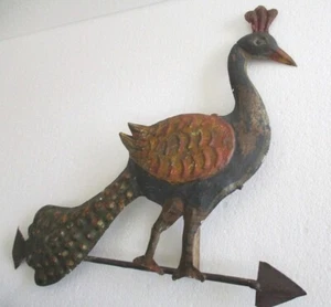 ANTIQUE VINTAGE PEACOCK WEATHER VANE EMBOSSED WEATHERVANE . - Picture 1 of 9