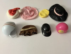 Vintage Barbie Hat Lot Santa Baseball Helmet Beret Wide Brim Lot 6 - Picture 1 of 10