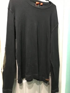 Suéter Hugo Boss Para Hombres Azul Manga Larga Parche en el Codo Pullover XXL - Imagen 1 de 7