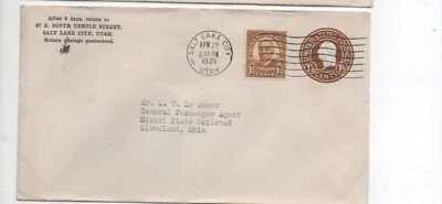 United States entire U481 and 684 Salt Lake City Utah to Cleveland Ohio lot c - Image 1 of 2