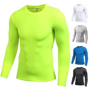 Men Gym Tops T-Shirt Quick Dry Under Base Layer Compression Sports Long Sleeve⇘ - Picture 1 of 18