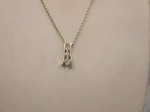Sterling Silber Damen 3 Steine Rund CZ ANHÄNGER Kette Würge Halskette 925 16 Zoll - Bild 1 von 5