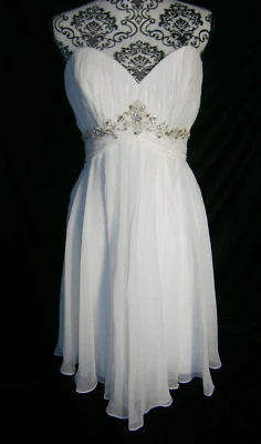 Katherine's Bridal Ivory 10 Dress Short Wedding  Formal Silver Bling Chiffon NWT - Image 1 of 4