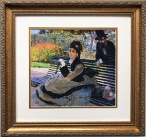 Claude Monet "Camille Monet auf einer Gartenbank" RAHMENKUNST Impressionist Renoir - Bild 1 von 3