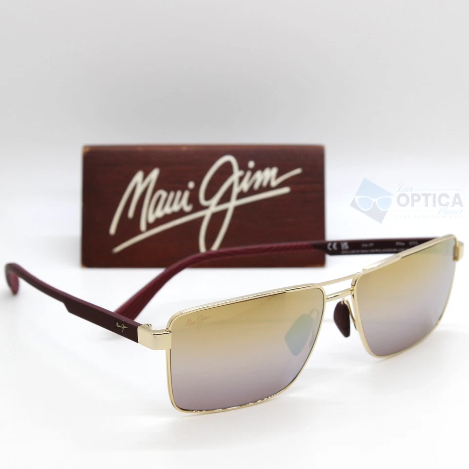 NUEVO Gafas de sol polarizadas Maui Jim PIHA brillantes doradas borgoña doble espejo DGS621-16 Foto 1 de 4