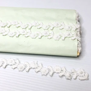 Vintage Lace Fabric Trim White Floral Edging Ribbon Piece Austrian Decorative - Picture 1 of 6